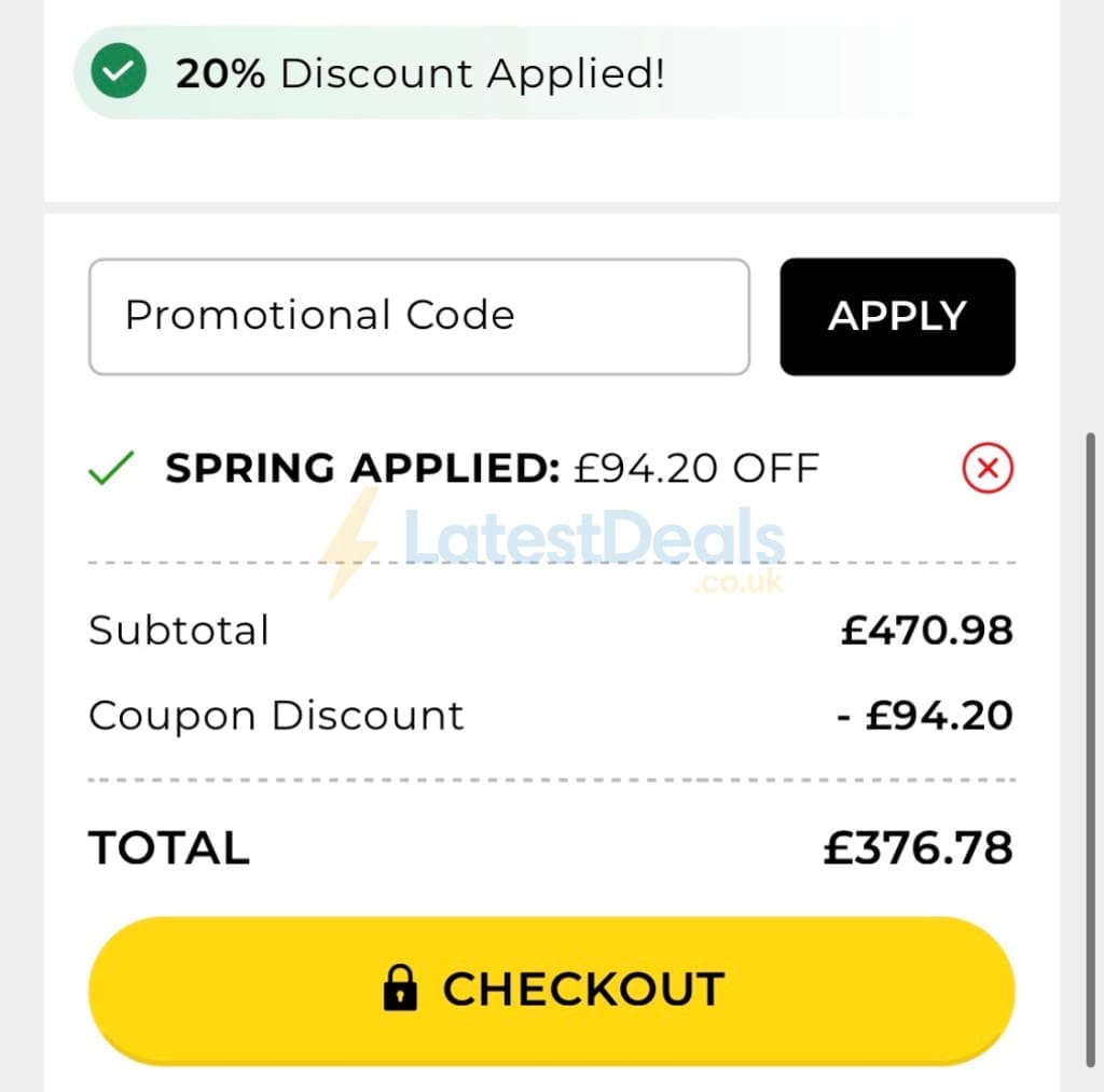 Screenshot of the TJC discount code working