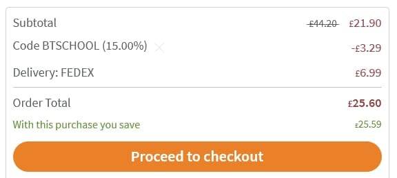 Screenshot of the Stikets discount code working