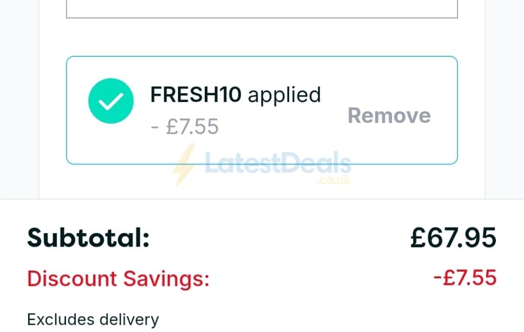 Screenshot of the Pharmacy2U discount code working