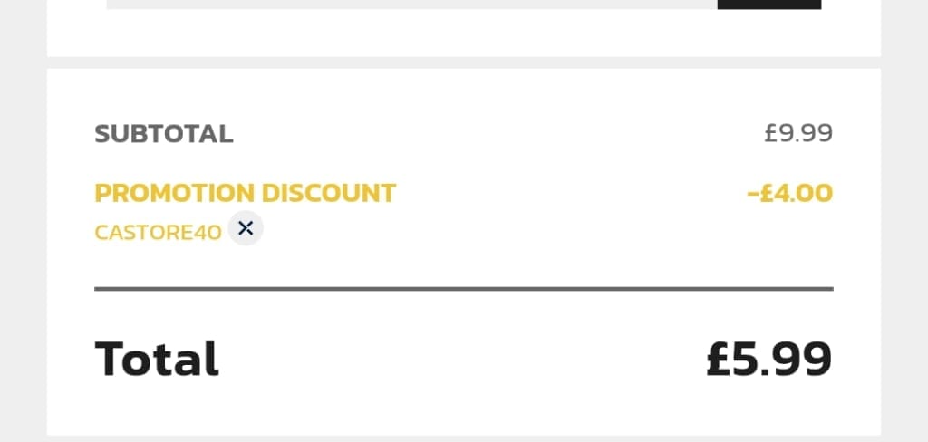 Screenshot of the County Golf discount code working