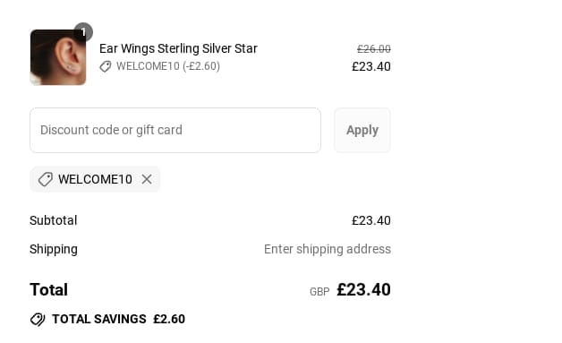 Screenshot of the Potter & Mooch discount code working