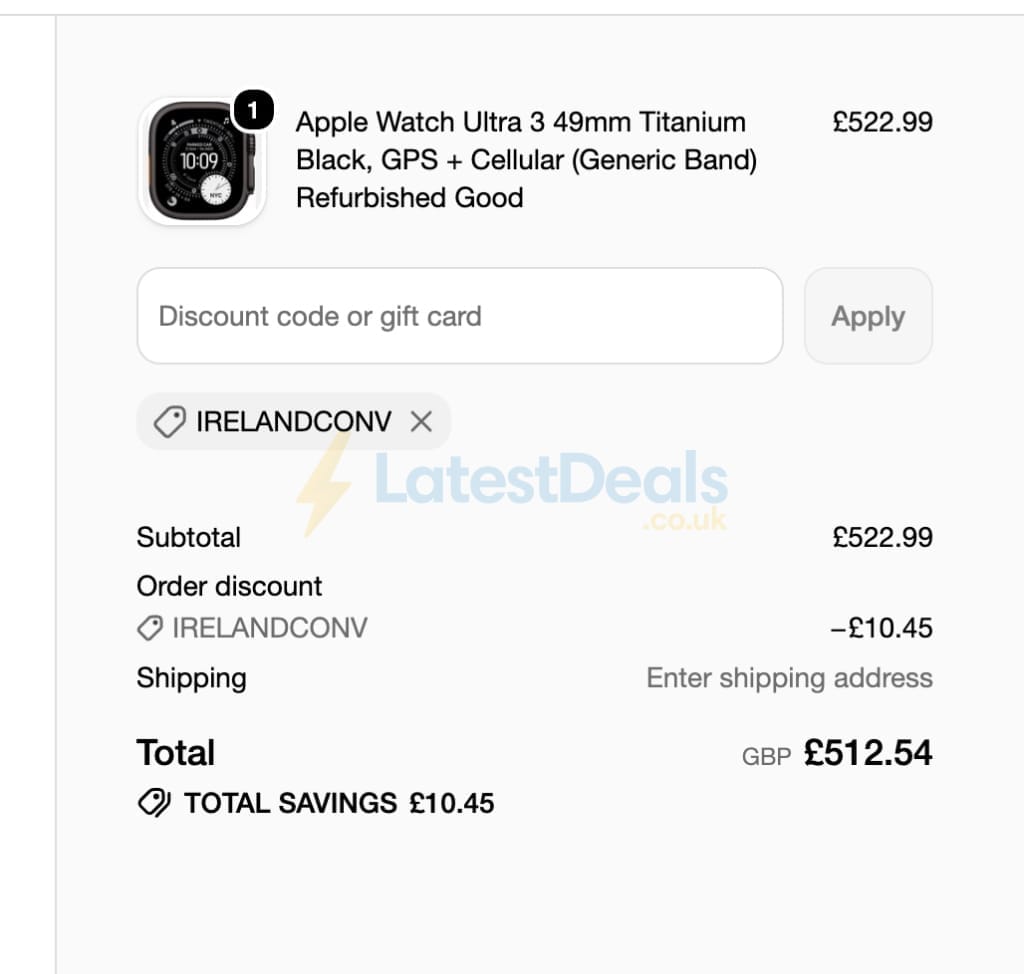 Screenshot of the Handtec discount code working