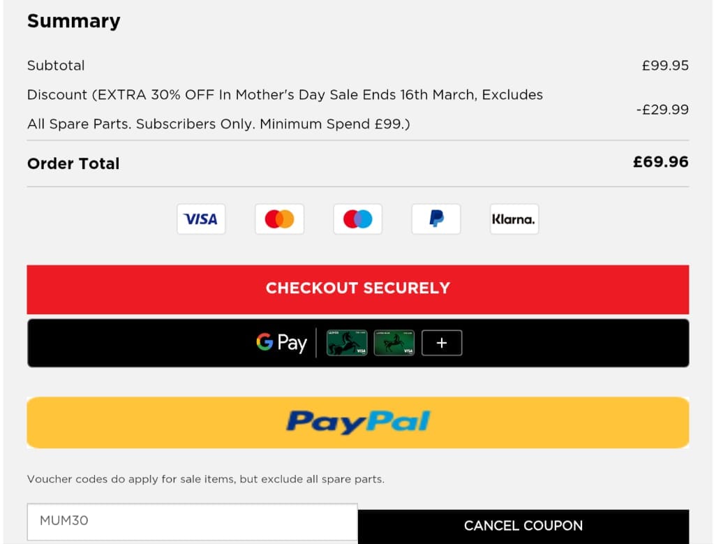 Screenshot of the Kuhn Rikon discount code working