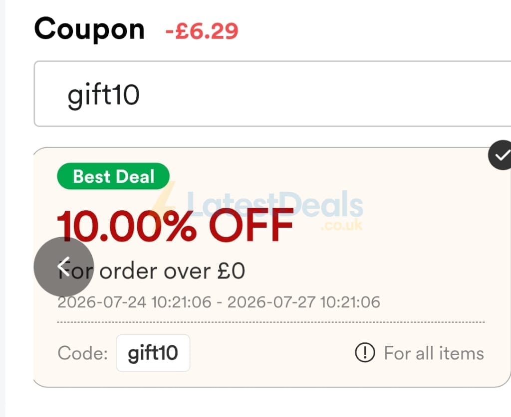 Screenshot of the Halara discount code working