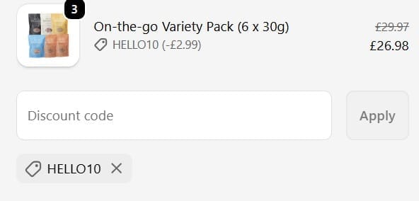 Screenshot of the Keto Hana discount code working