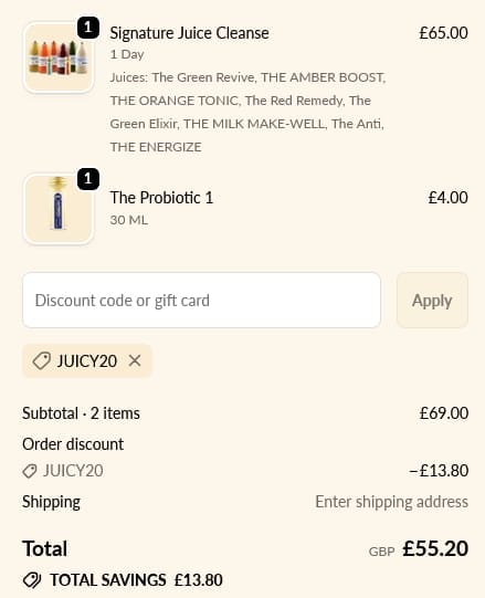 Screenshot of the Presscription discount code working