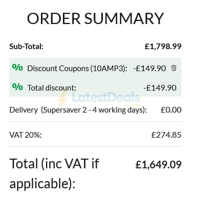 Screenshot of the Advanced MP3 Players discount code working