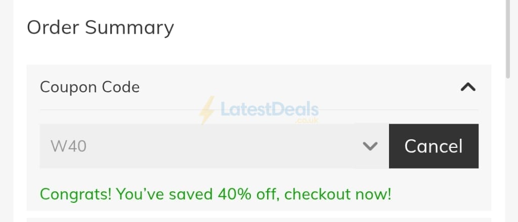 Screenshot of the Jeulia discount code working