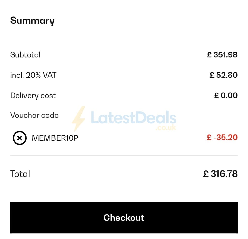 Screenshot of the Klarstein discount code working