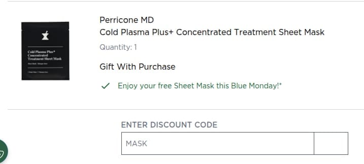 Screenshot of the Perricone MD discount code working