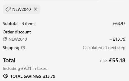 Screenshot of the Vitabright discount code working