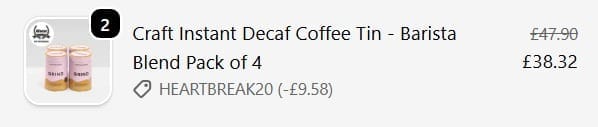 Screenshot of the Grind discount code working
