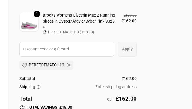 Screenshot of the Up & Running discount code working