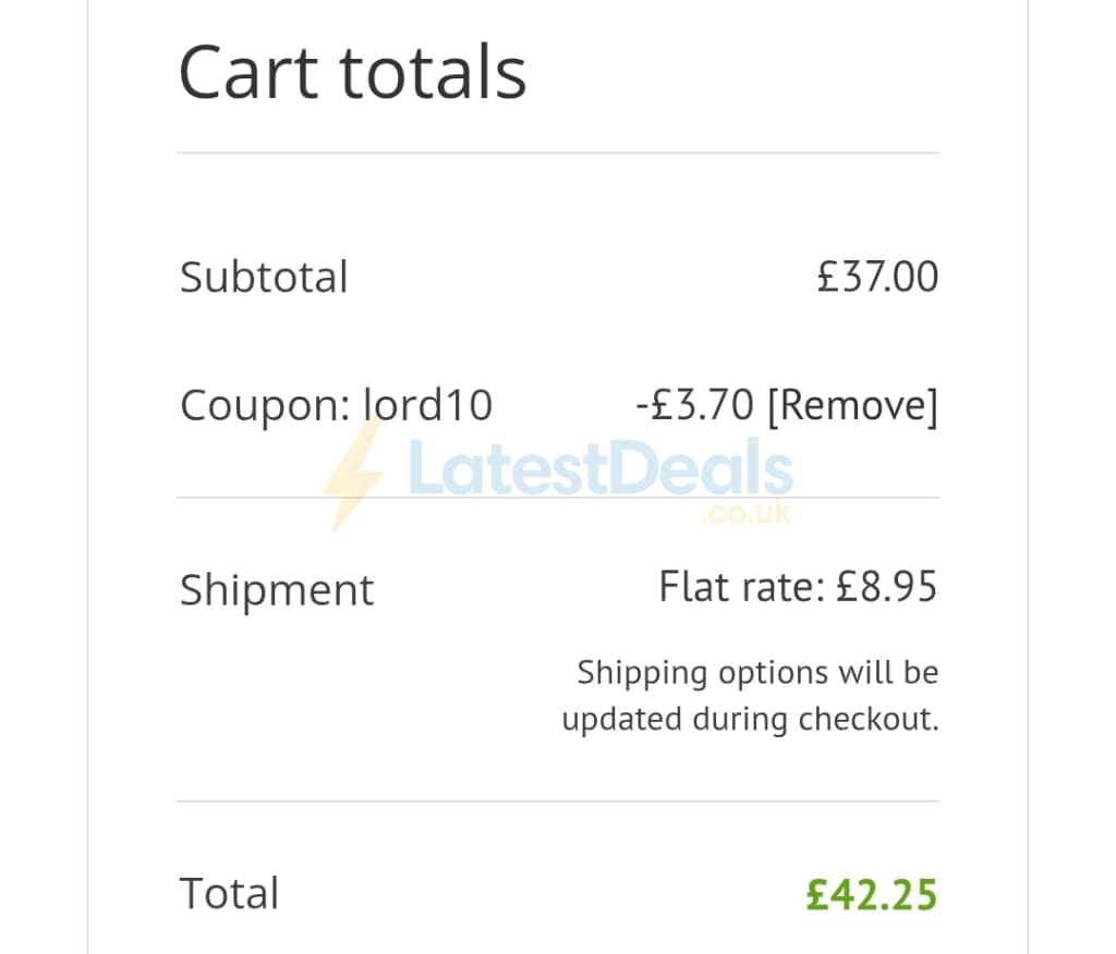 Screenshot of the SoccerLord discount code working