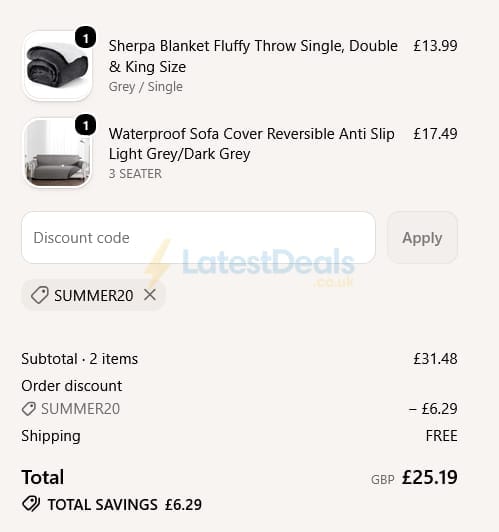 Screenshot of the Imperial Rooms discount code working