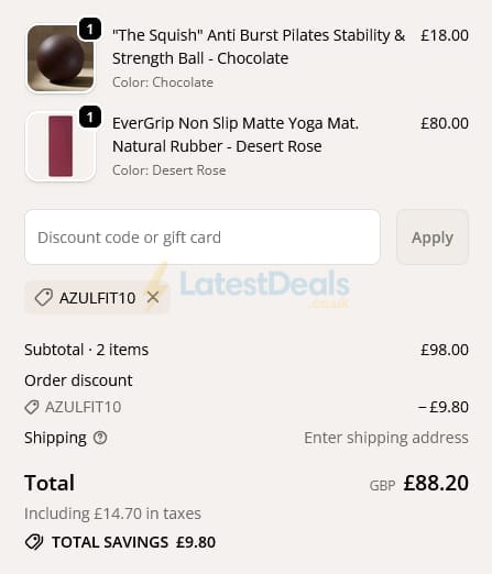 Screenshot of the Yogi Bare discount code working