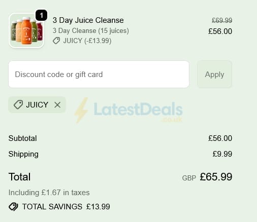 Screenshot of the Nutriseed discount code working