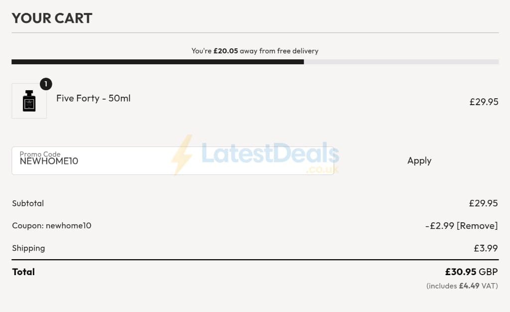Screenshot of the The Fragrance World discount code working