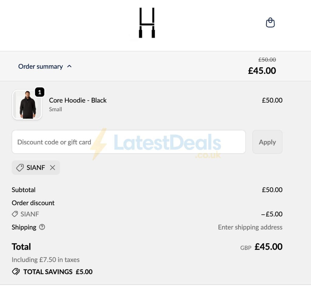 Screenshot of the LooseHeadz discount code working