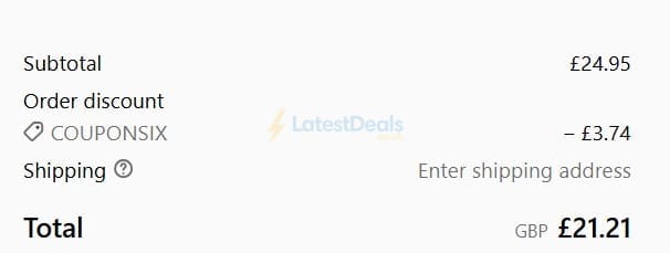 Screenshot of the British Souvenirs discount code working