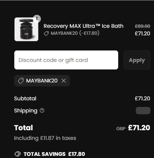 Screenshot of the Lumi Therapy discount code working