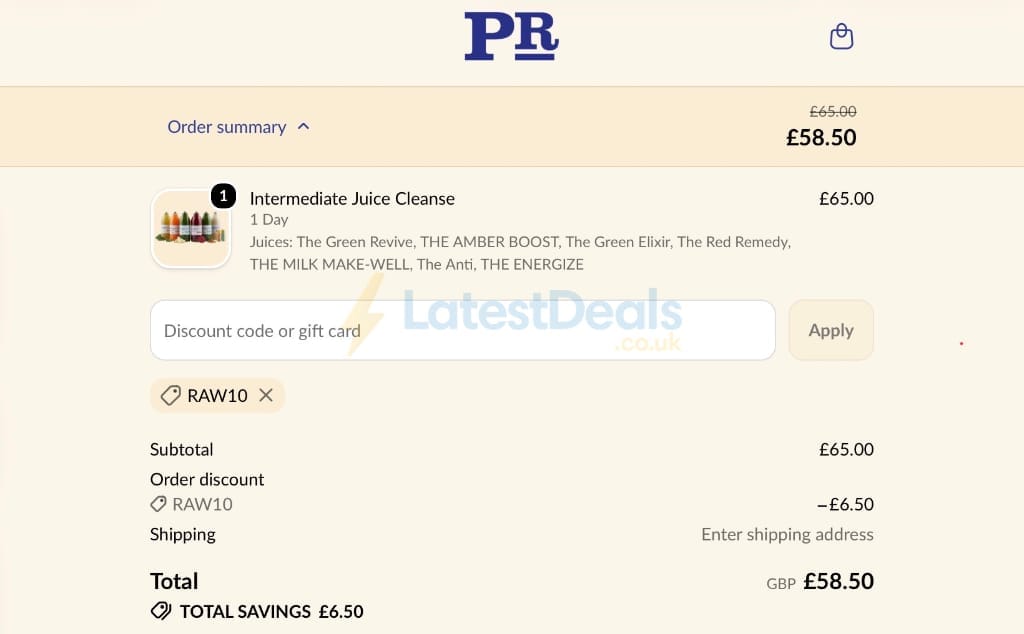 Screenshot of the Presscription discount code working