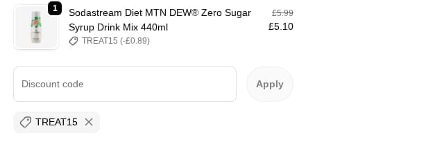 Screenshot of the SodaStream discount code working