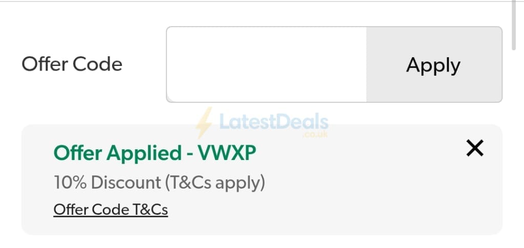 Screenshot of the Curvissa discount code working