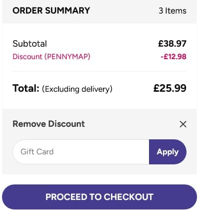 Screenshot of the Ordnance Survey discount code working