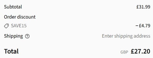 Screenshot of the Love Amber X discount code working