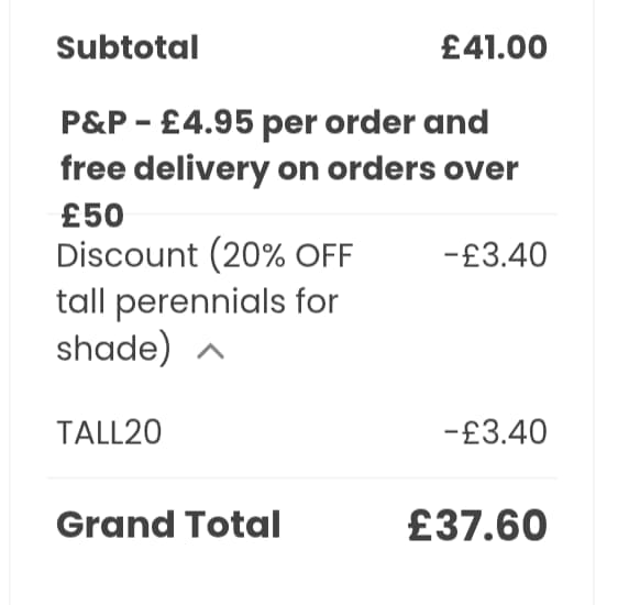 Screenshot of the Hayloft discount code working