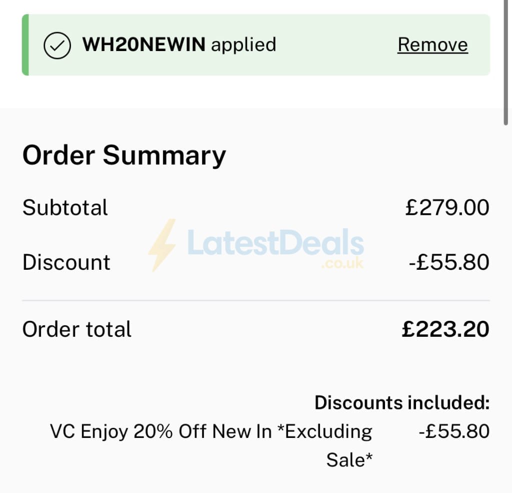 Screenshot of the Nasty Gal discount code working