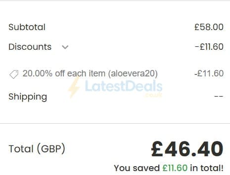 Screenshot of the Odylique discount code working