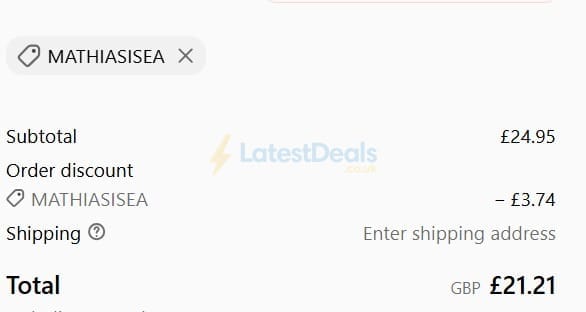 Screenshot of the British Souvenirs discount code working