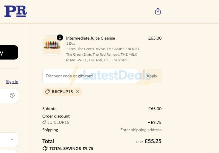 Screenshot of the Presscription discount code working