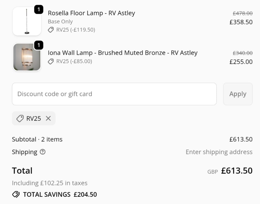 Screenshot of the Lime Lace discount code working