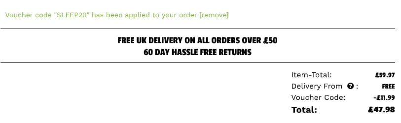 Screenshot of the TruffleShuffle discount code working