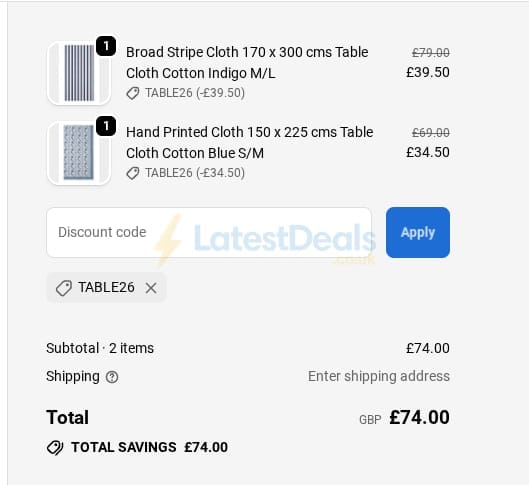 Screenshot of the NoLoGoChic discount code working