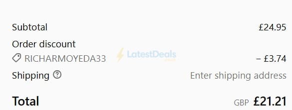 Screenshot of the British Souvenirs discount code working