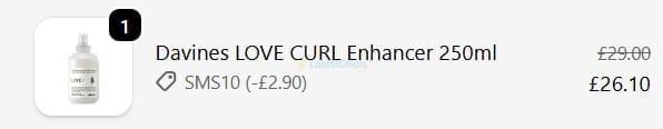 Screenshot of the LuxuriousLook discount code working