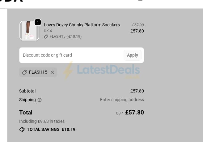 Screenshot of the Lamoda discount code working
