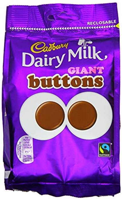 Cadbury Dairy Milk Giant Chocolate Buttons Bag, 95g , Perfect For Sharing With Friends And Family Pack Of 10