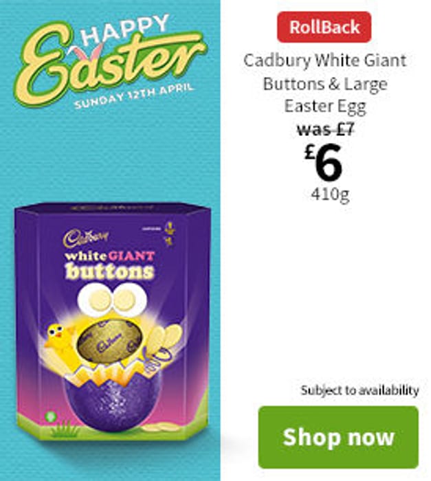 Cadbury White Giant Buttons Large Easter Egg 6 At ASDA cadbury-white-giant-buttons-large-easter-egg-6-at-asda