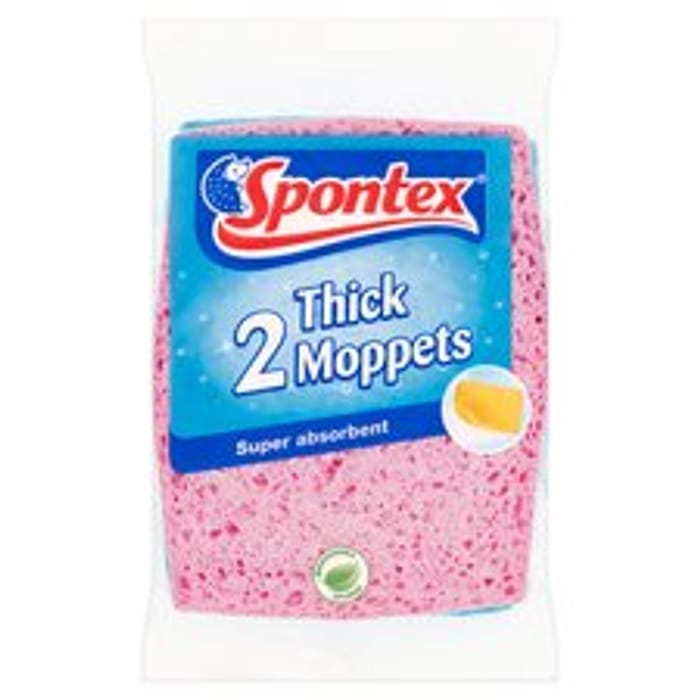 Éponges Spontex Moppets Épaisses - 12 Éponges Biodégradables Super Absorbantes