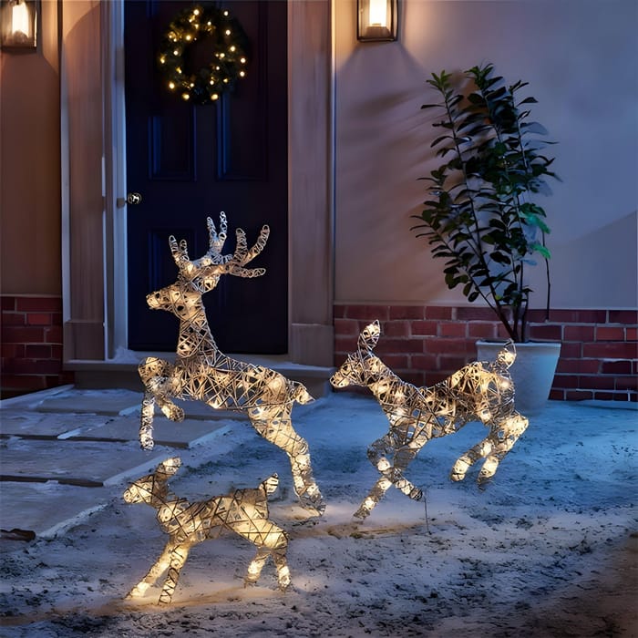 LED Reindeer Set - 3 Pieces, White, One Size, £24.99 at Frasers