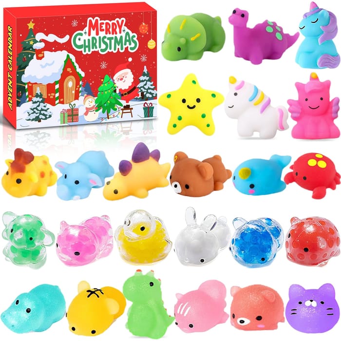 Chennyfun 24 pcs Animal Mochi Squeeze Toy, Kawaii Squishy Jouets