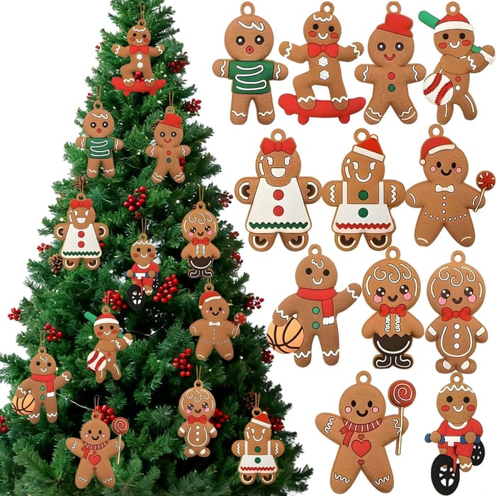 12-Piece Gingerbread Man Christmas Tree Ornaments with Strings, £2.99 ...