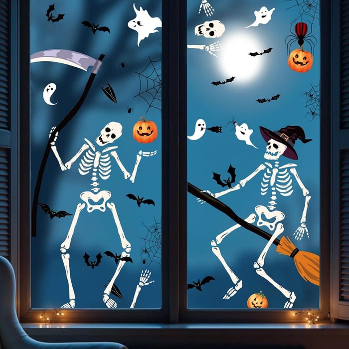 Halloween Window Stickers, 9 Sheets, Skeleton & Ghost for Glass, £1.99 ...