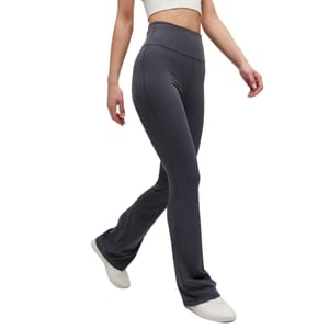 OhSunny Women High Waist Bootleg Flare Pants Grey S