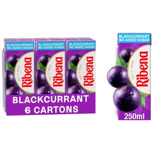 Ribena Blackcurrant Juice Drink 250ml 6-Pack No Added Sugar